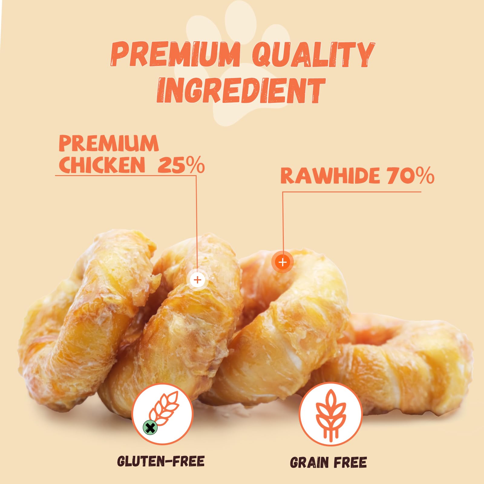 Pawmate chicken-wrapped donut ring close-up highlighting flavor for training rewards.
