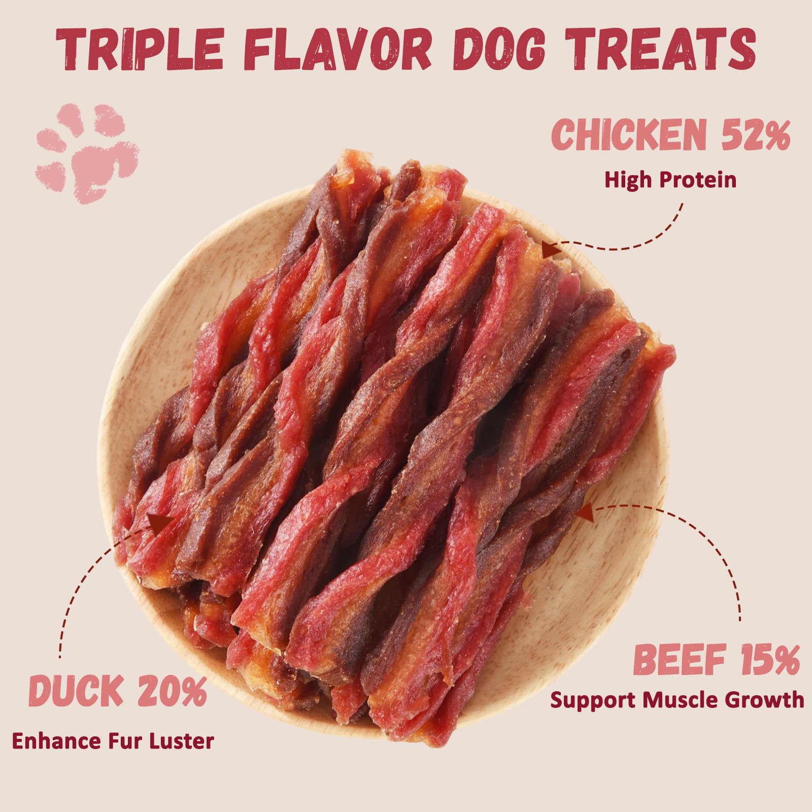 Pawmate human-grade meat dog treats offer high protein for active pups.