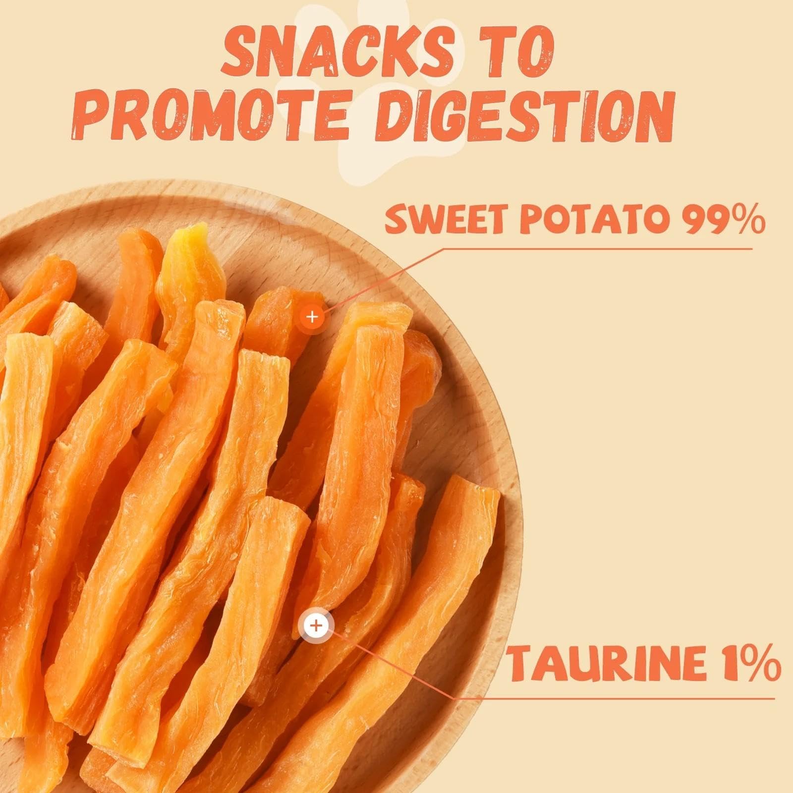 Pawmate Sweet Potato Treats close-up texture highlighting chewy morsels for dental care