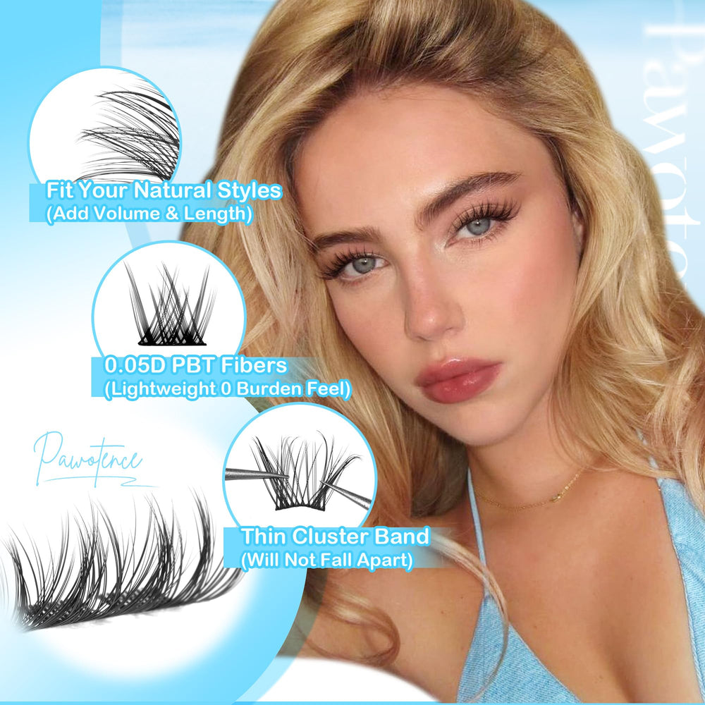 Pawotence Cluster Lashes 8-16mm with varied lengths for versatile looks
