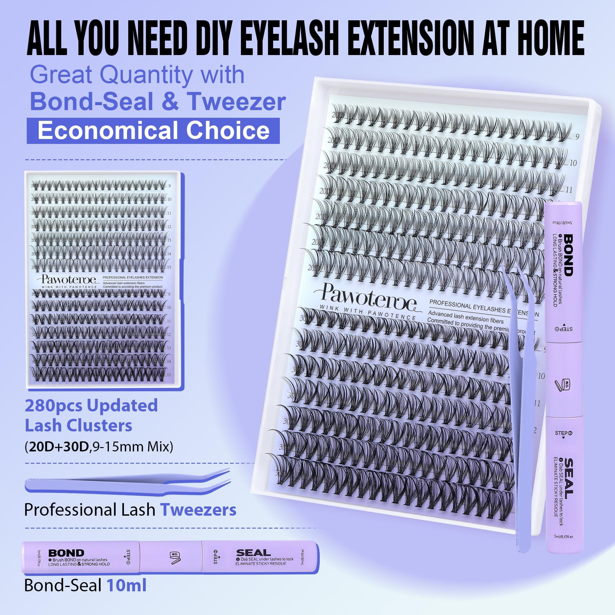 Pawotence Lash Bond and Seal tube for secure cluster holds