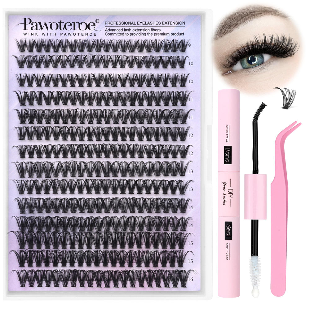 Pawotence lash clusters 40D 9-16mm for easy at-home extensions