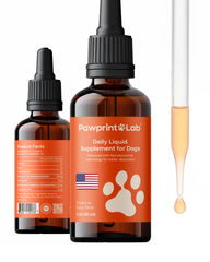 PAWPRINT LAB NAD+/NMN drops bottle demonstrates daily longevity support for dogs.