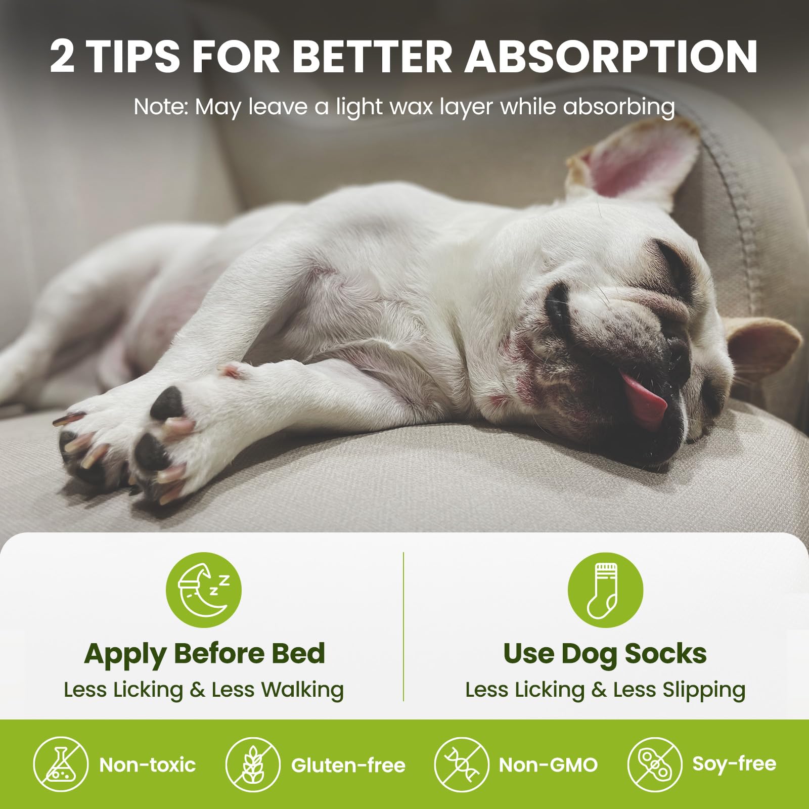 PawSono easy application on paws and nose shows quick absorption.