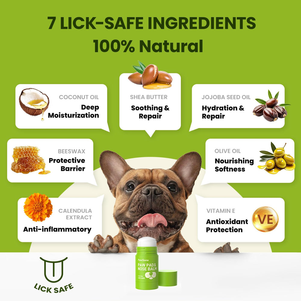 PawSono coconut oil balm provides deep hydration for dry noses.