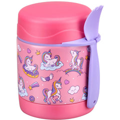 Pawtong 10oz Soup Thermo front view with pink horse design for kids