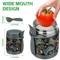 Pawtong kids lunch thermo front view shows portable design for backpacks.