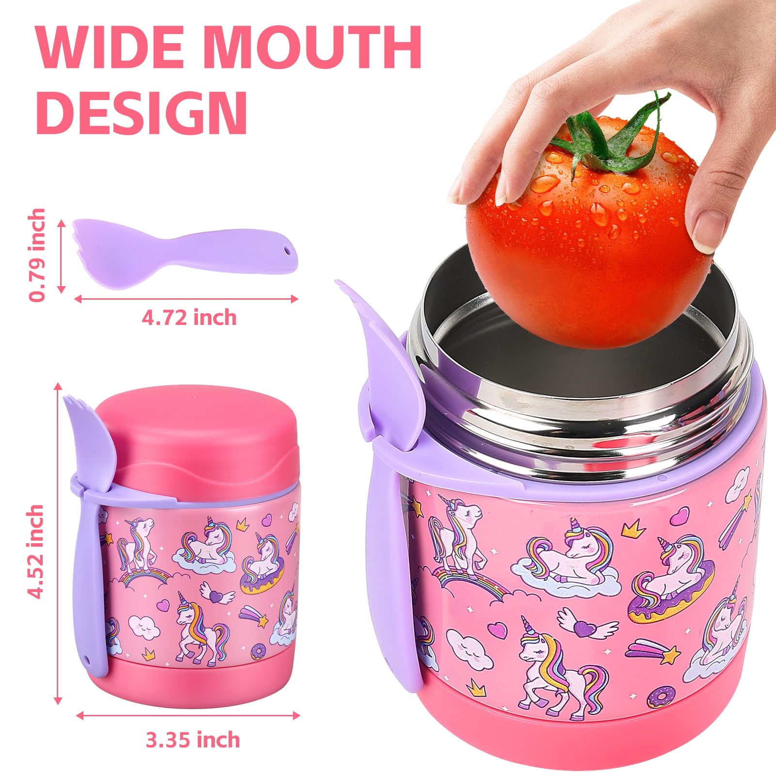 Spoon-inside Pawtong thermo shown for convenient kid meals on the go