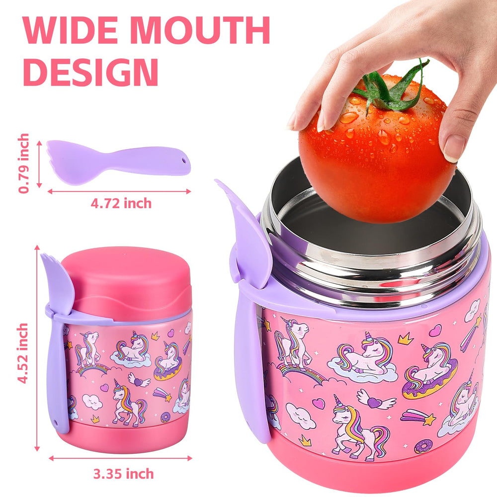 Spoon-inside Pawtong thermo shown for convenient kid meals on the go