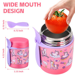 Spoon-inside Pawtong thermo shown for convenient kid meals on the go
