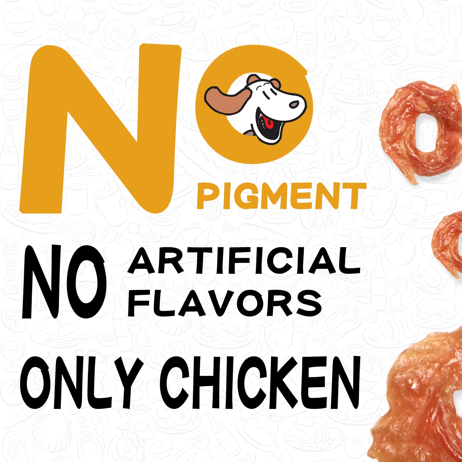 PAWUP anneaux poulet sans colorants artificiels, friandise pure.