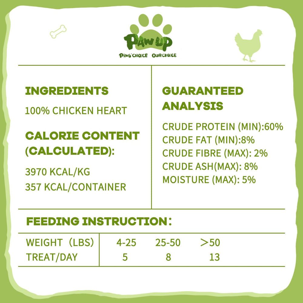 PAWUP Coeur de poulet séché – récompense idéale pour l’entraînement quotidien