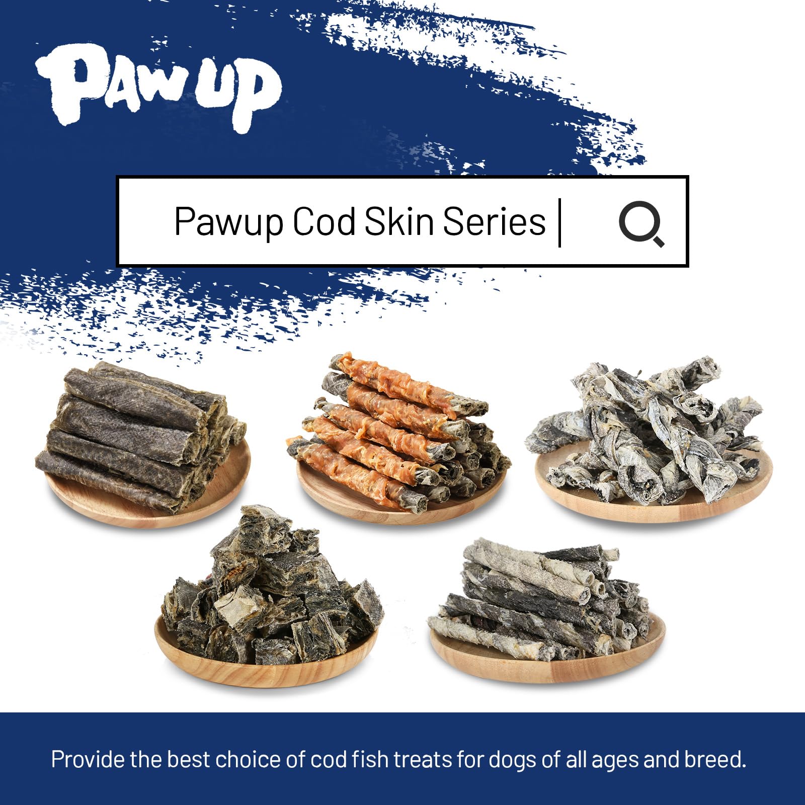 PAWUP gluten-free cod skin chew suitable for dogs with sensitivities.
