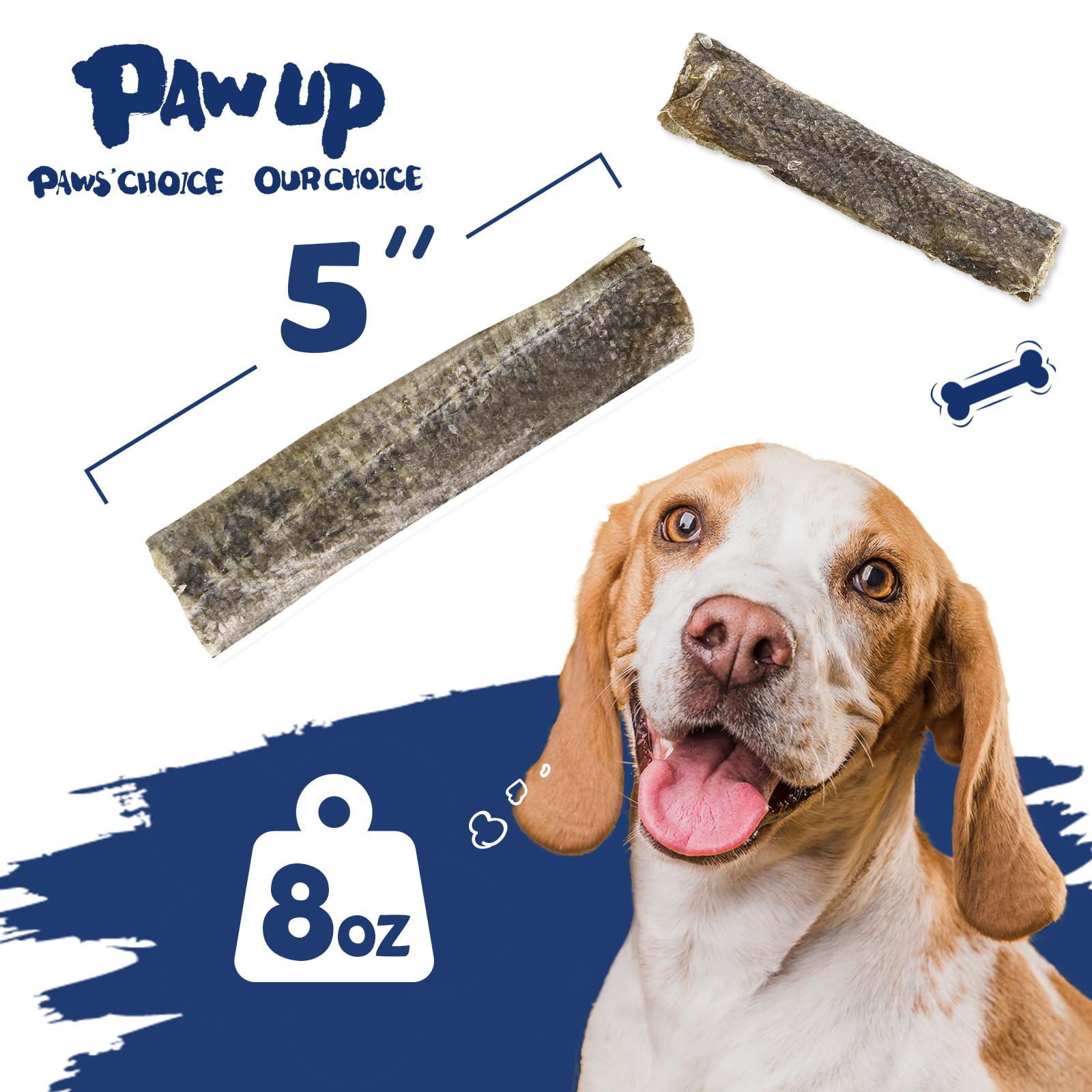 PAWUP hand-rolled cod skin snack, natural flavor loved during training and play.