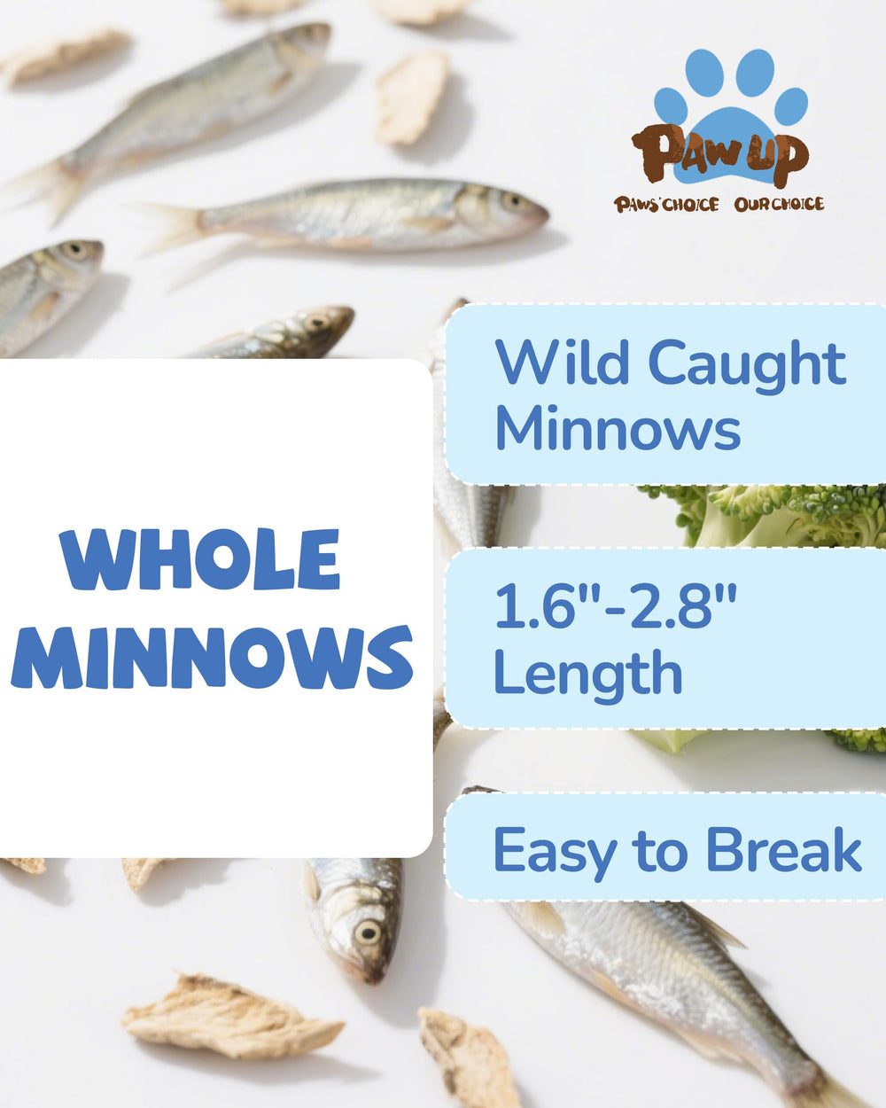 PAWUP Minnows grain-free snack suitable for sensitive stomachs.