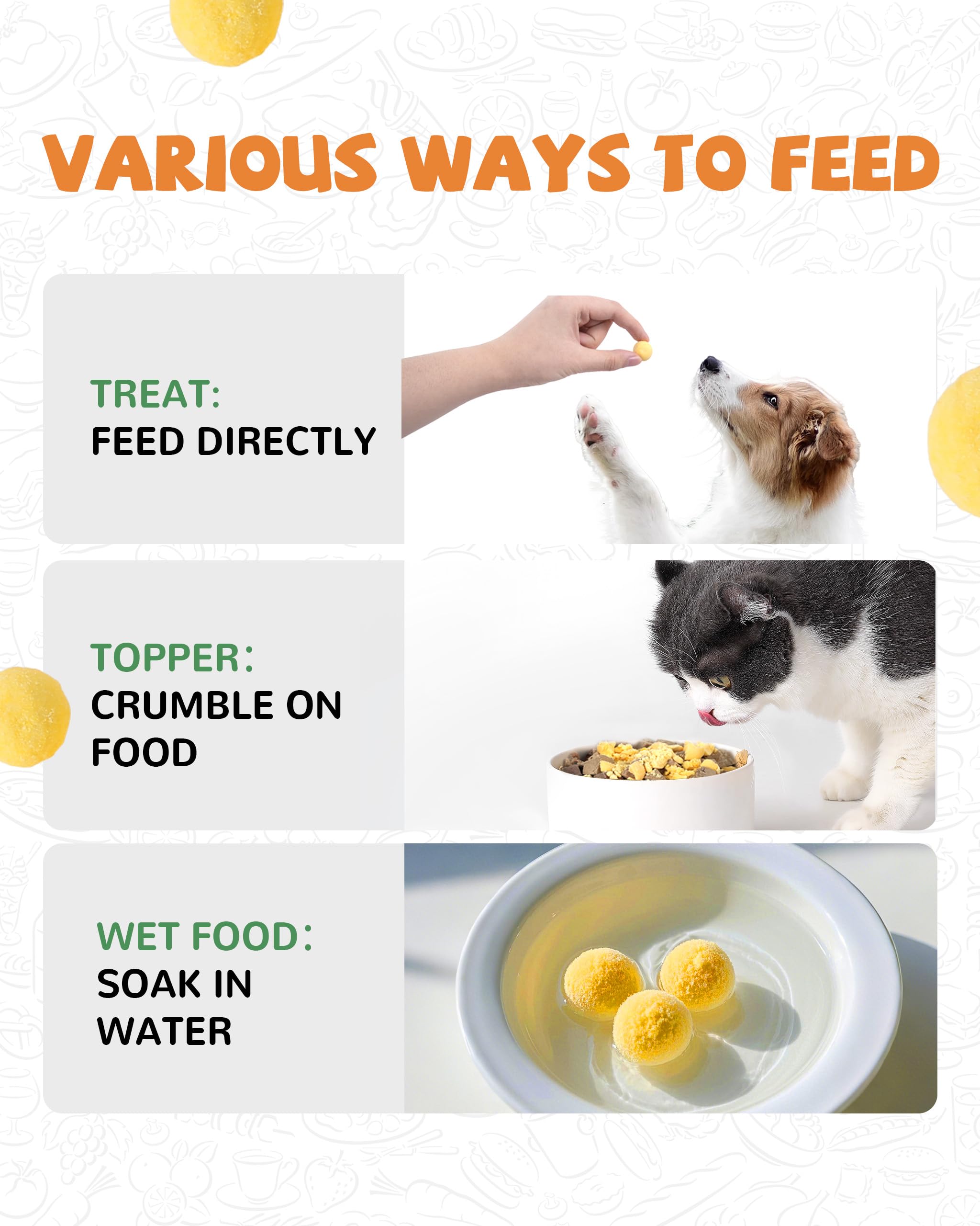 PAWUP quail yolk treats for cats, served as a snack topper.