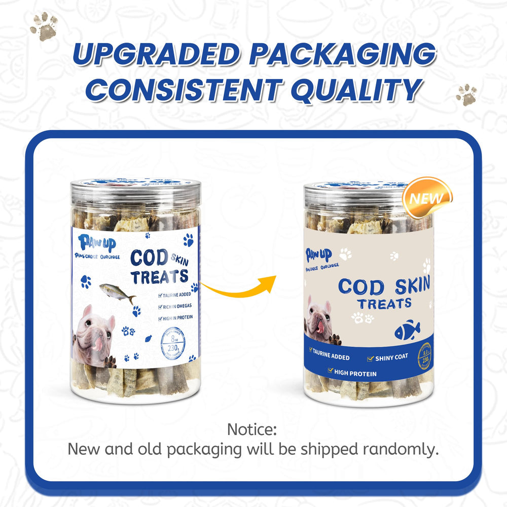 PAWUP tartar-control cod skin snack, supports dental care with tasty seafood flavor.