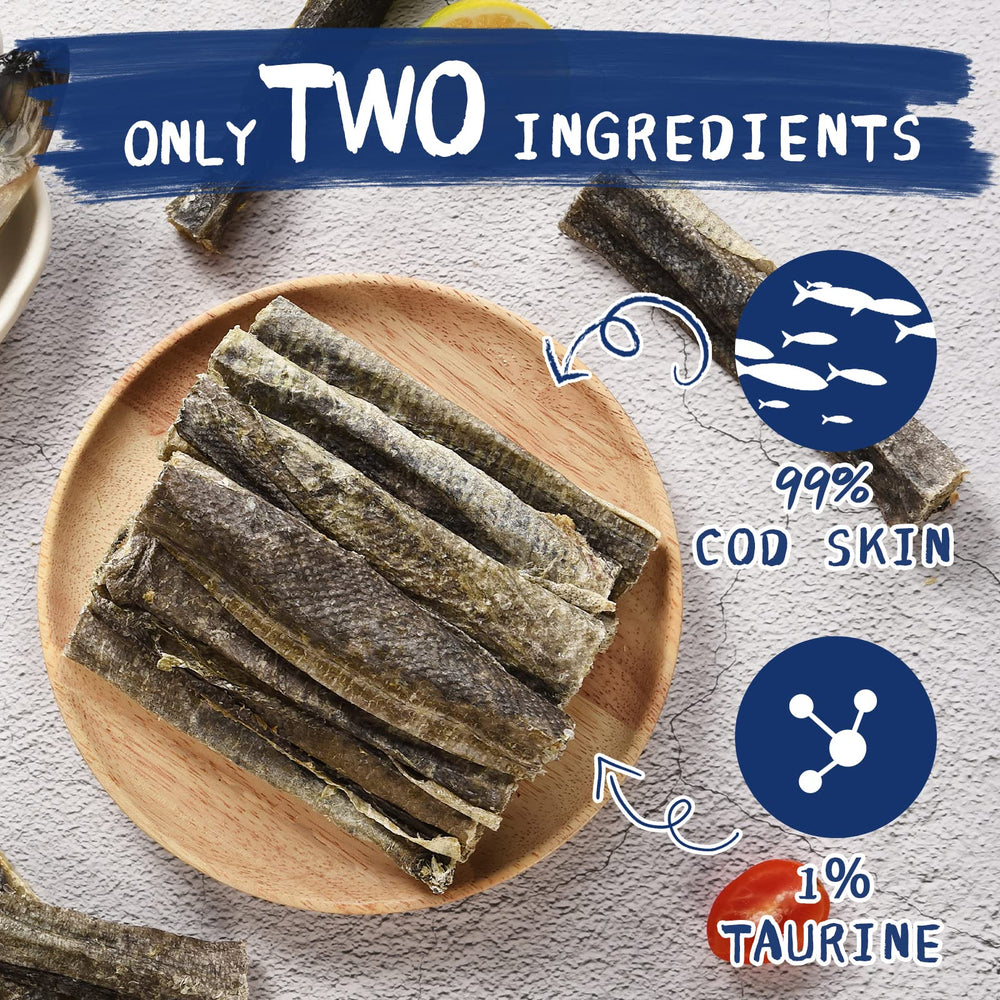 PAWUP taurine-infused cod skin treat, tasty option for mindful rewards at home.