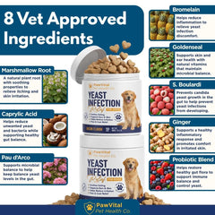 PawVital 8-herb blend with probiotics supports gut balance.