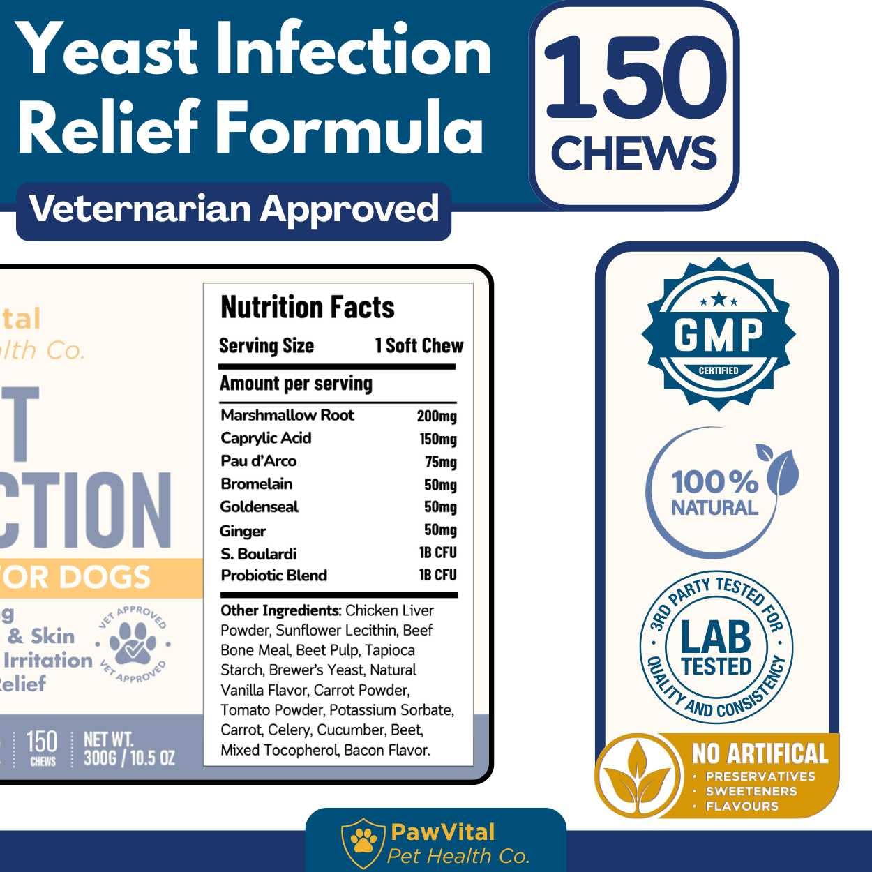 Natural ingredients like chicken, beef and veggies for flavor.