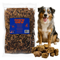 Paww Chew Beef Lung Treats package shows single-ingredient formula for easy training.