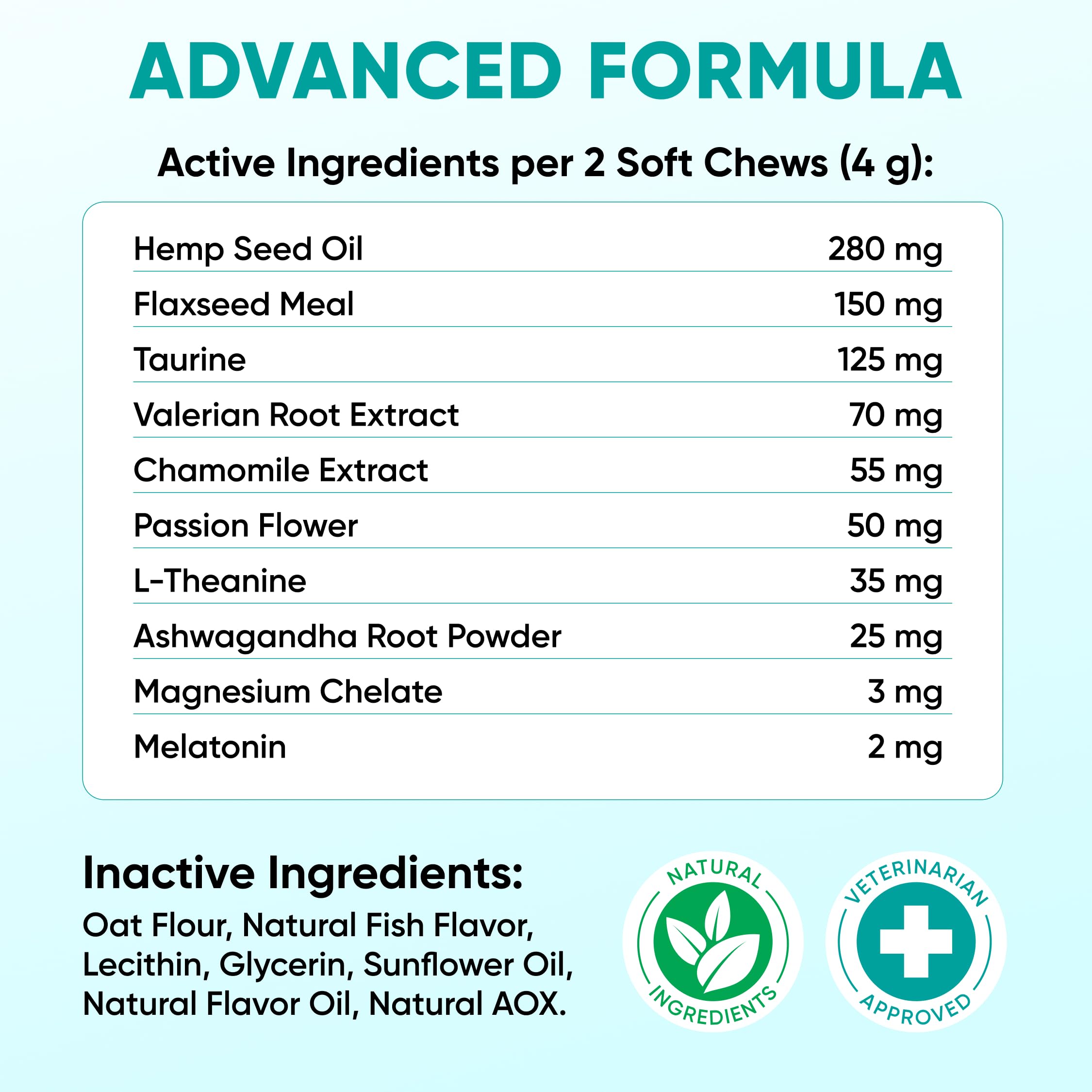 Pawzitive Pets chamomile hemp blend close-up for gentle relaxation.