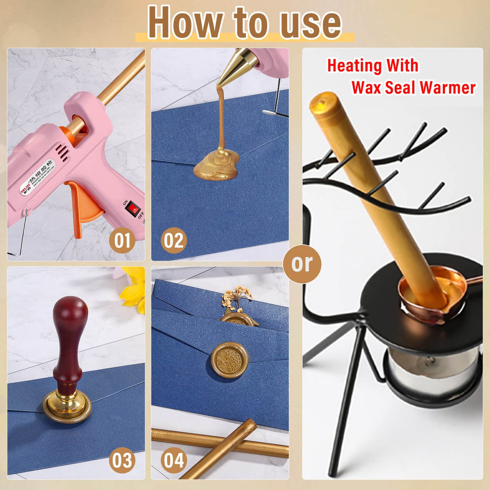 Paxcoo antique gold wax seal stick melts smokeless and cleanly