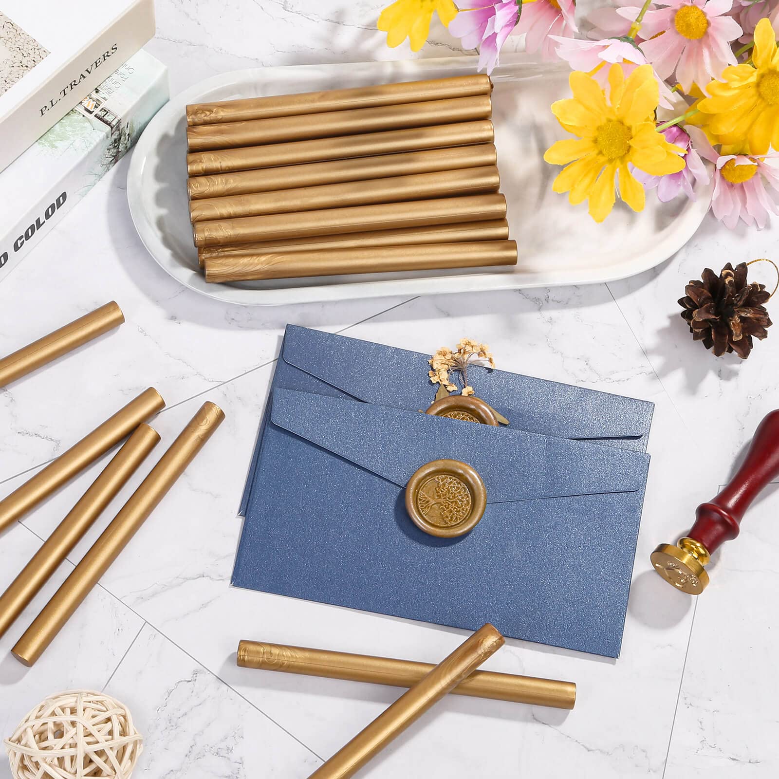 Paxcoo antique gold wax seal stick ideal for wedding invitations