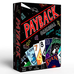 PAYBACK Original Edition with magnetic box keeps game night organized and portable.