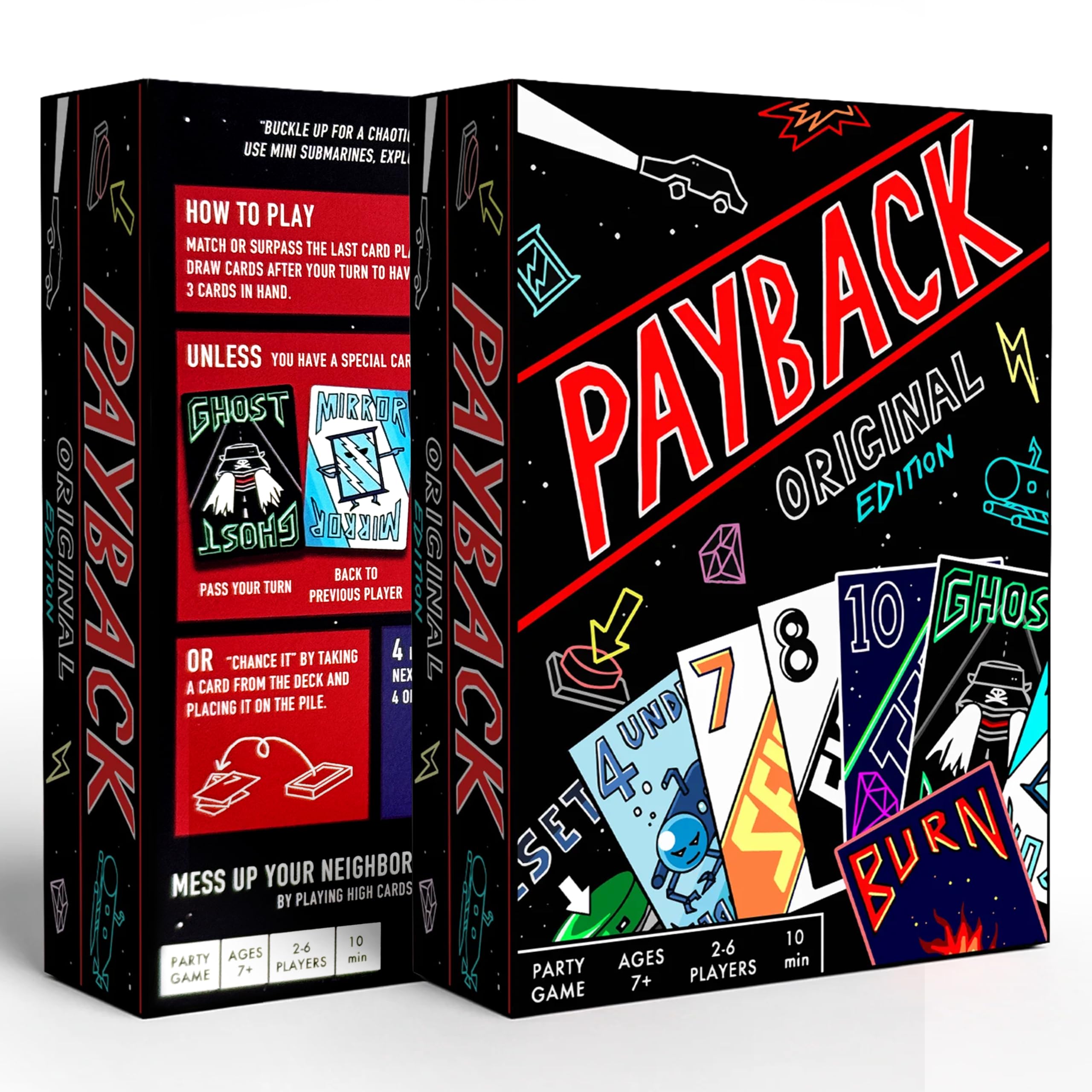 PAYBACK Original Edition tarot-sized cards for easy handling and quick setup.