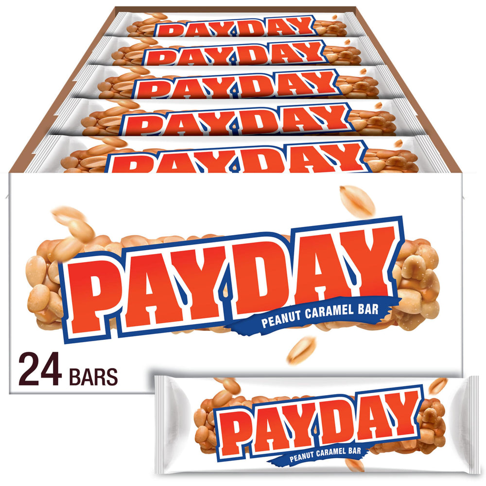 PayDay bulk box of peanut caramel bars ready for sharing