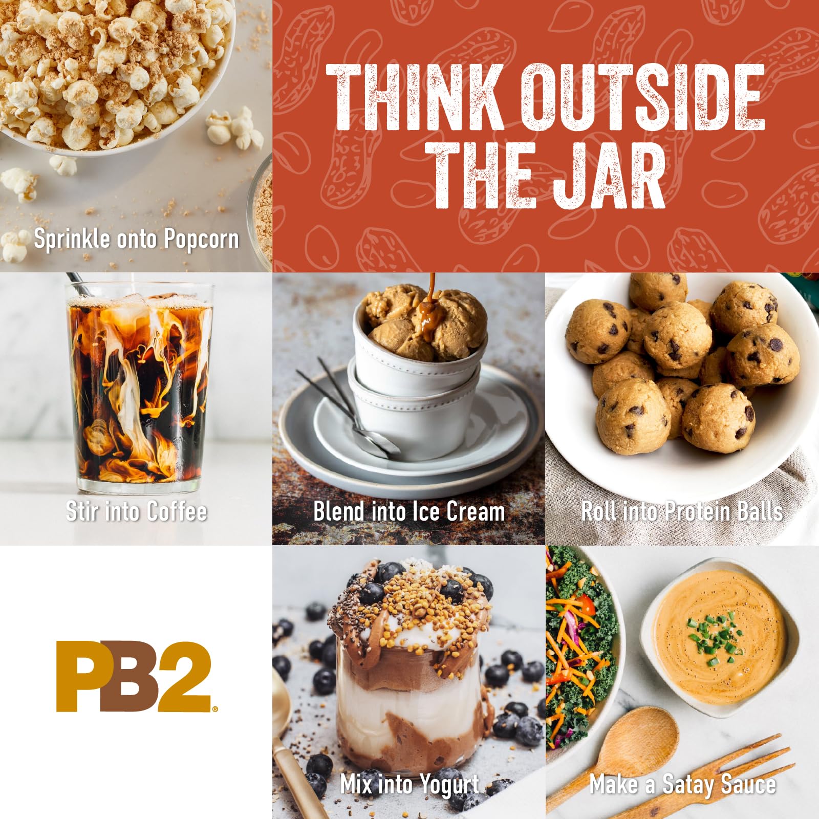 PB2 Crunchy Powdered Peanut Butter package on kitchen counter, convenient pantry staple.