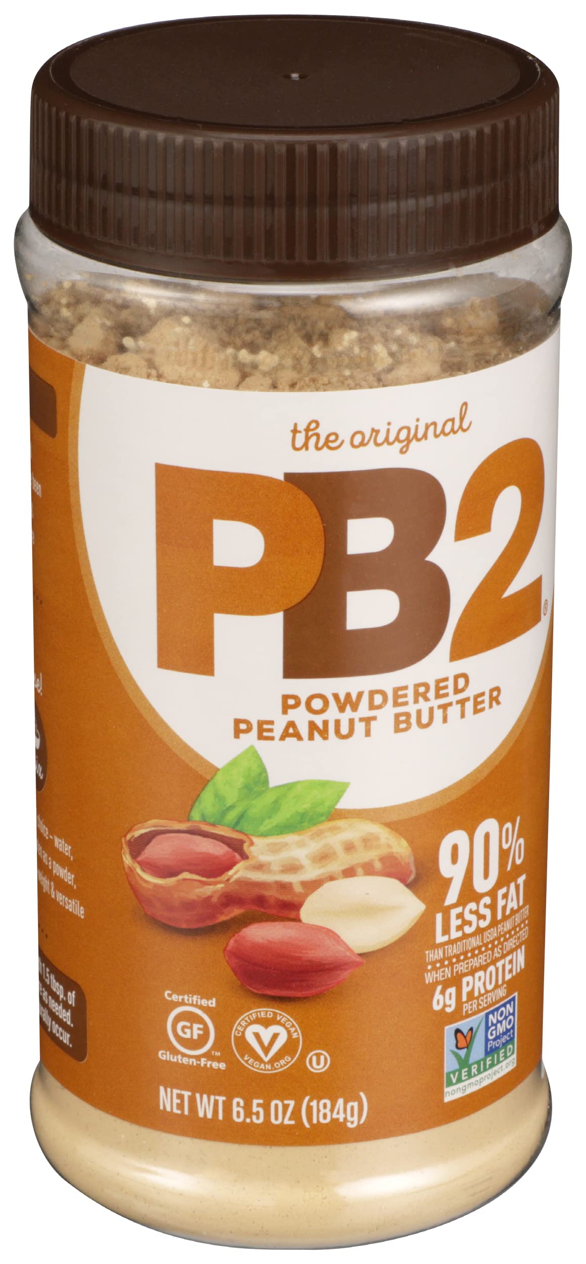 PB2 jar beside pantry staples for easy kitchen prep.