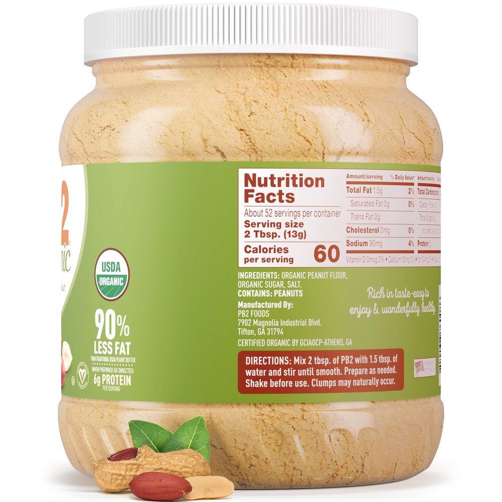Nutrition facts panel highlighting 6g protein per serving and low fat.