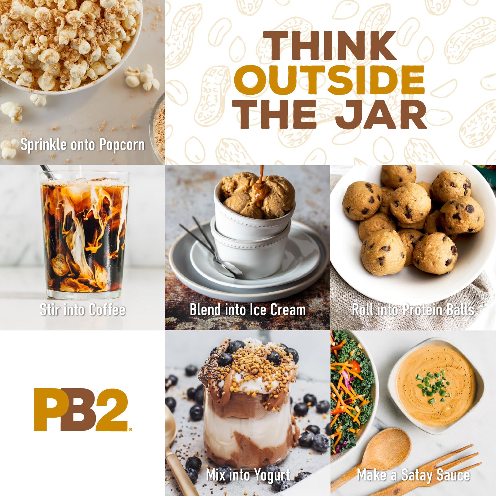 PB2 jar on shelf showcases 2 lb size and no additives.