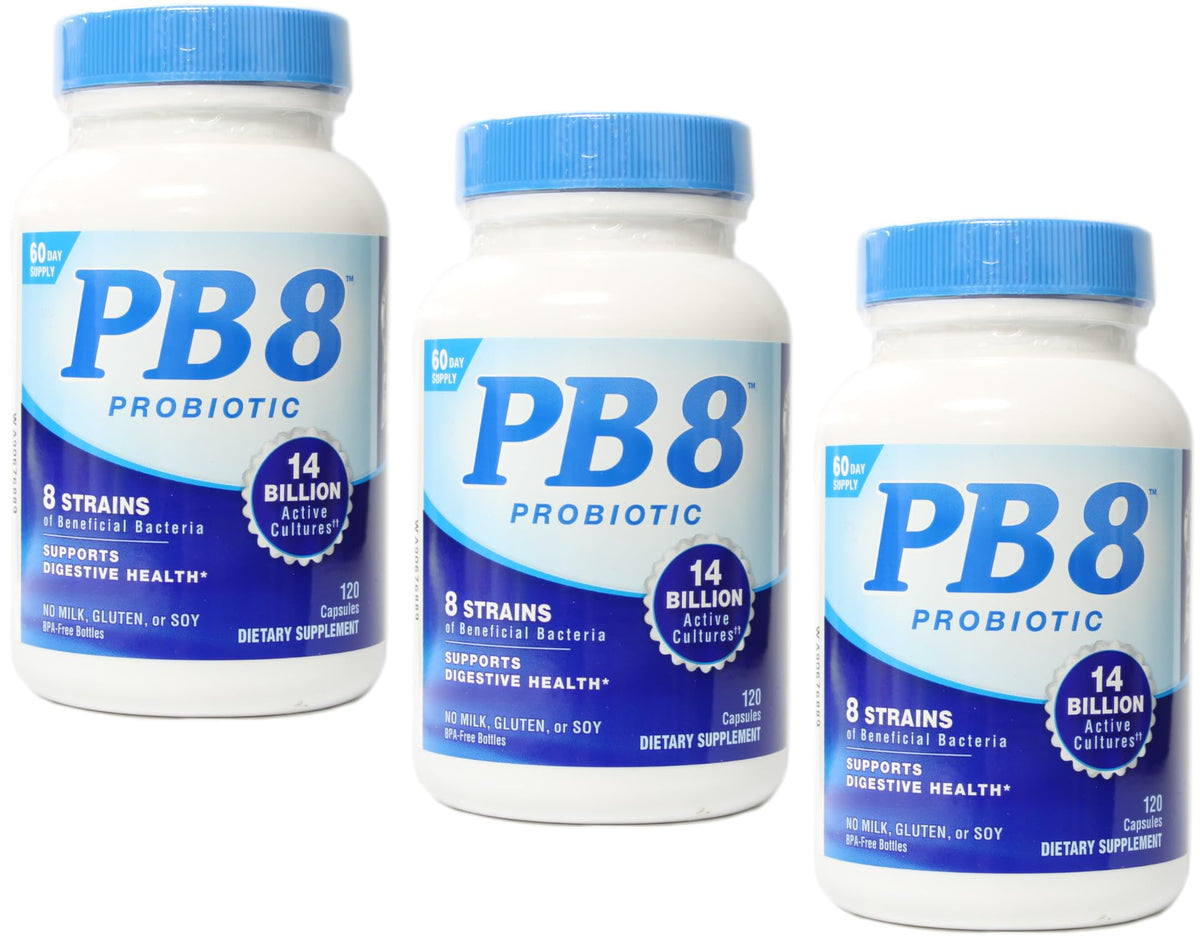 PB8 Probiotic 3-Pack bottle front view for digestive support