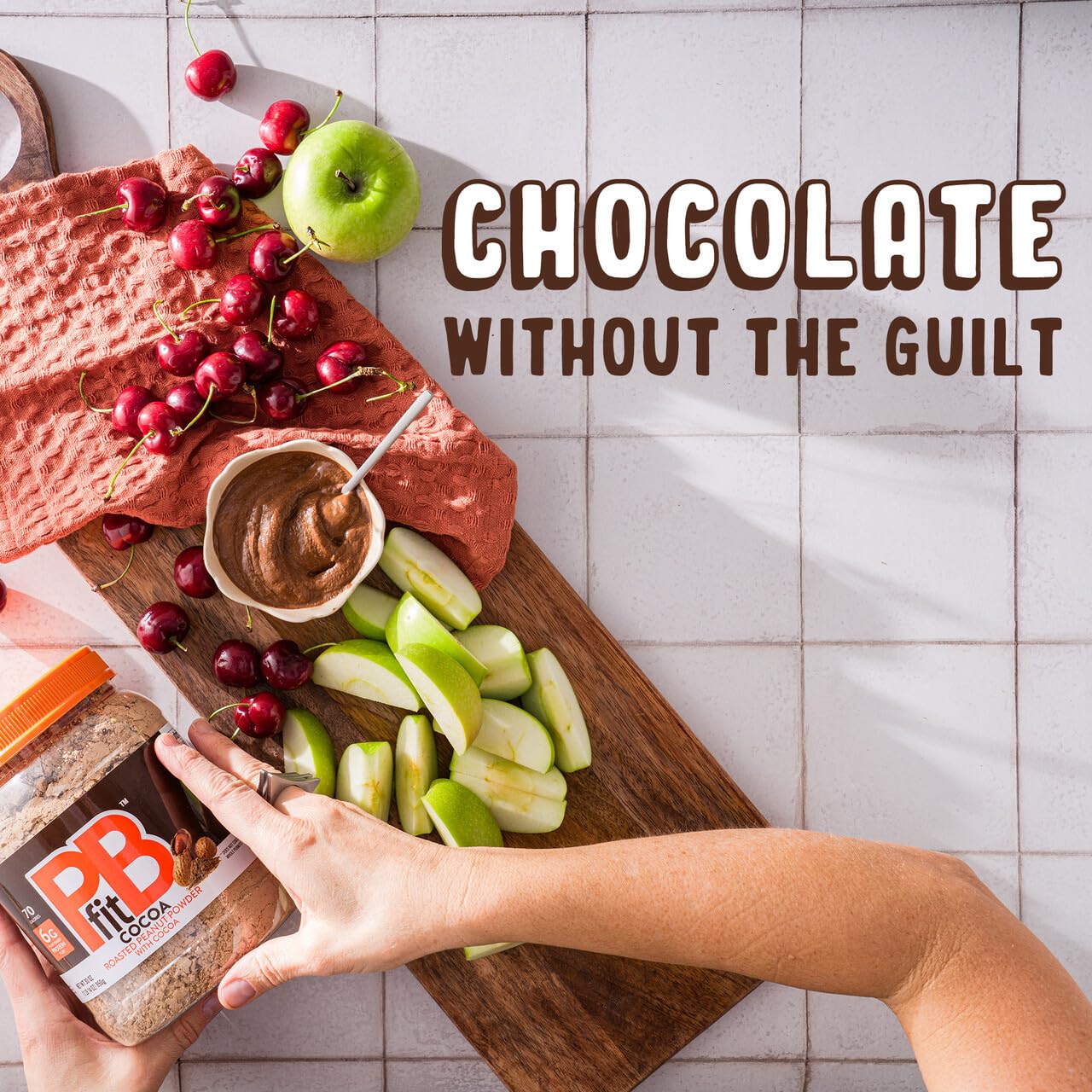 PBfit Cocoa Peanut Butter Powder in a smoothie for tasty protein.