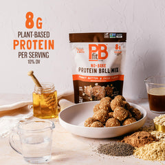 PBfit no bake mix being prepared in a mixing bowl