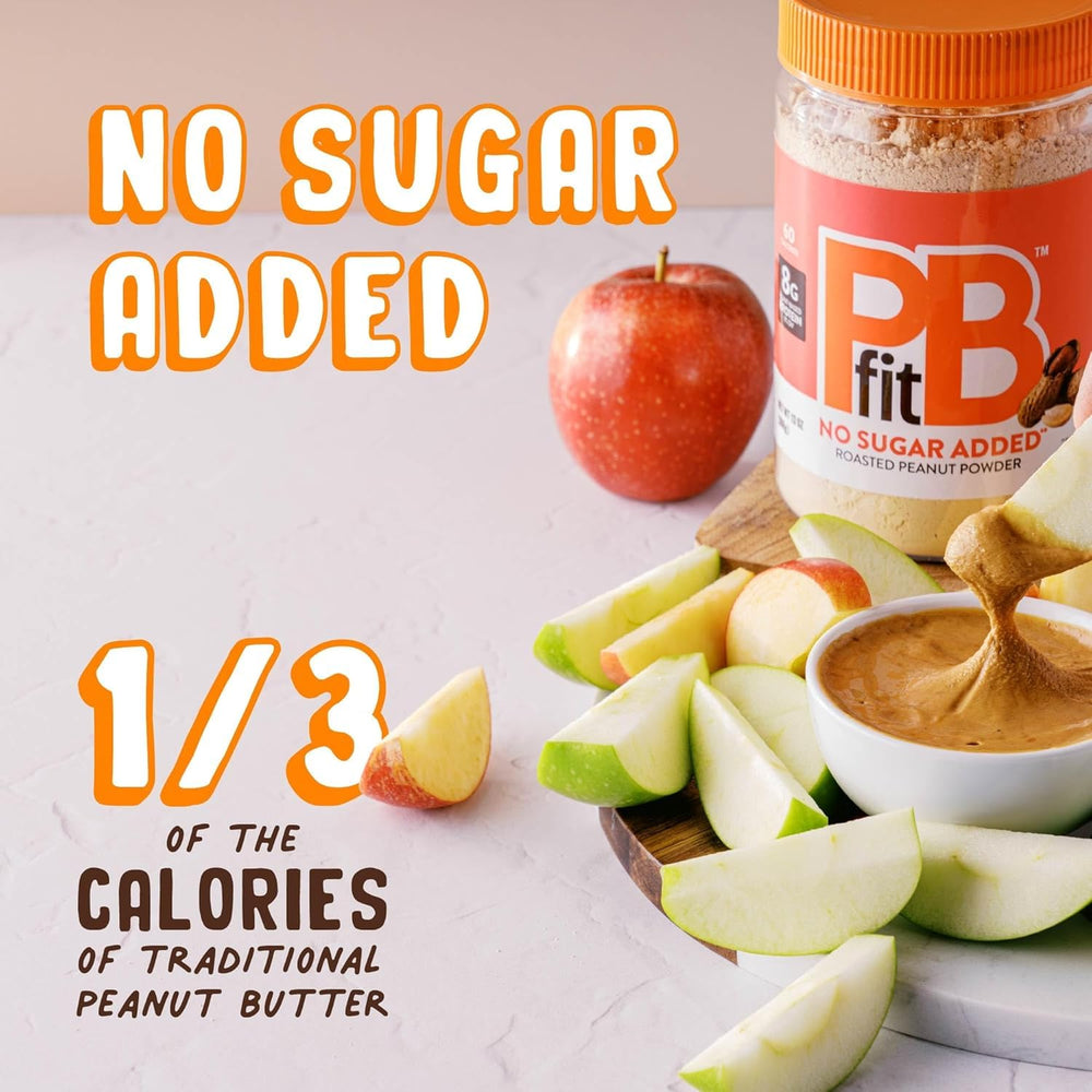 PBfit powder on a baking sheet with cookies for a lower-fat bake