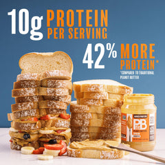 PBfit peanut butter spread dip with fresh fruit, protein-rich snack.