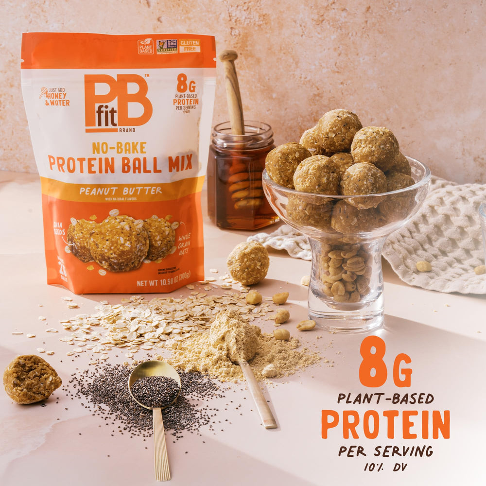 PBfit rolled protein balls on counter ready for immediate enjoyment