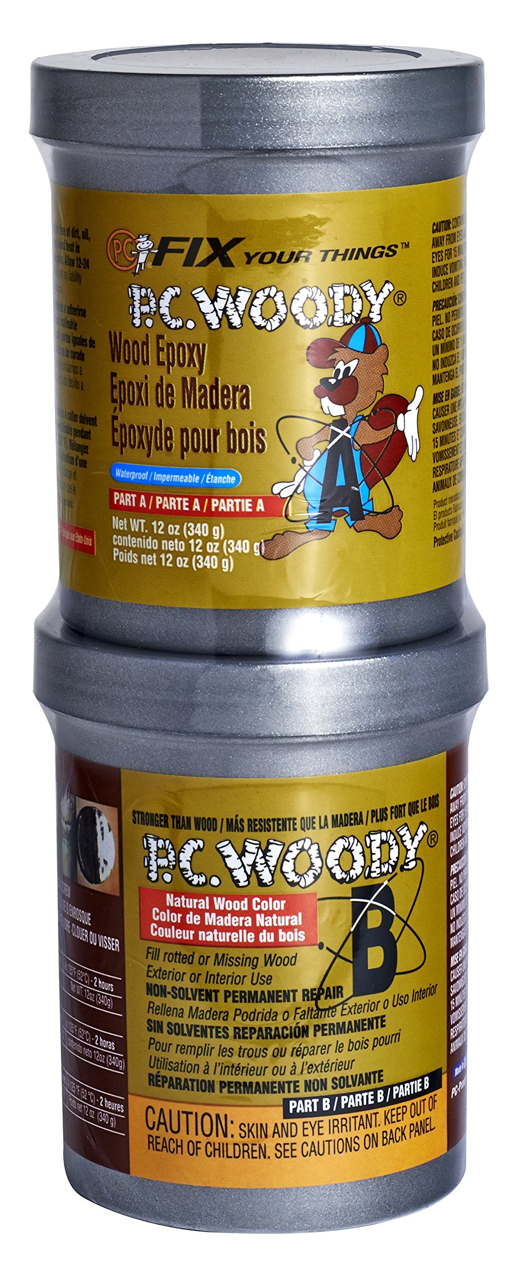 PC-Woody tan epoxy paste bottle for durable wood repair.