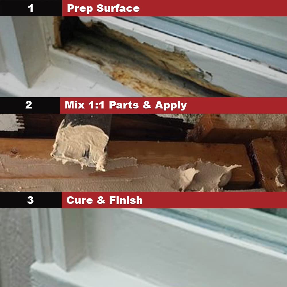 PC-Woody repair product filling rotted wood in furniture.
