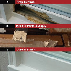 PC-Woody repair product filling rotted wood in furniture.
