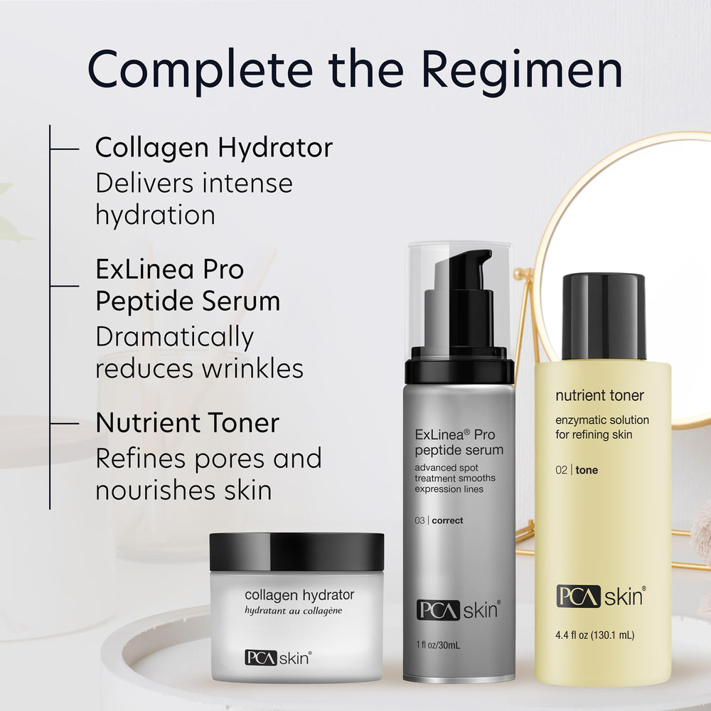 Glass bottle with PCA SKIN Nutrient Face Toner label