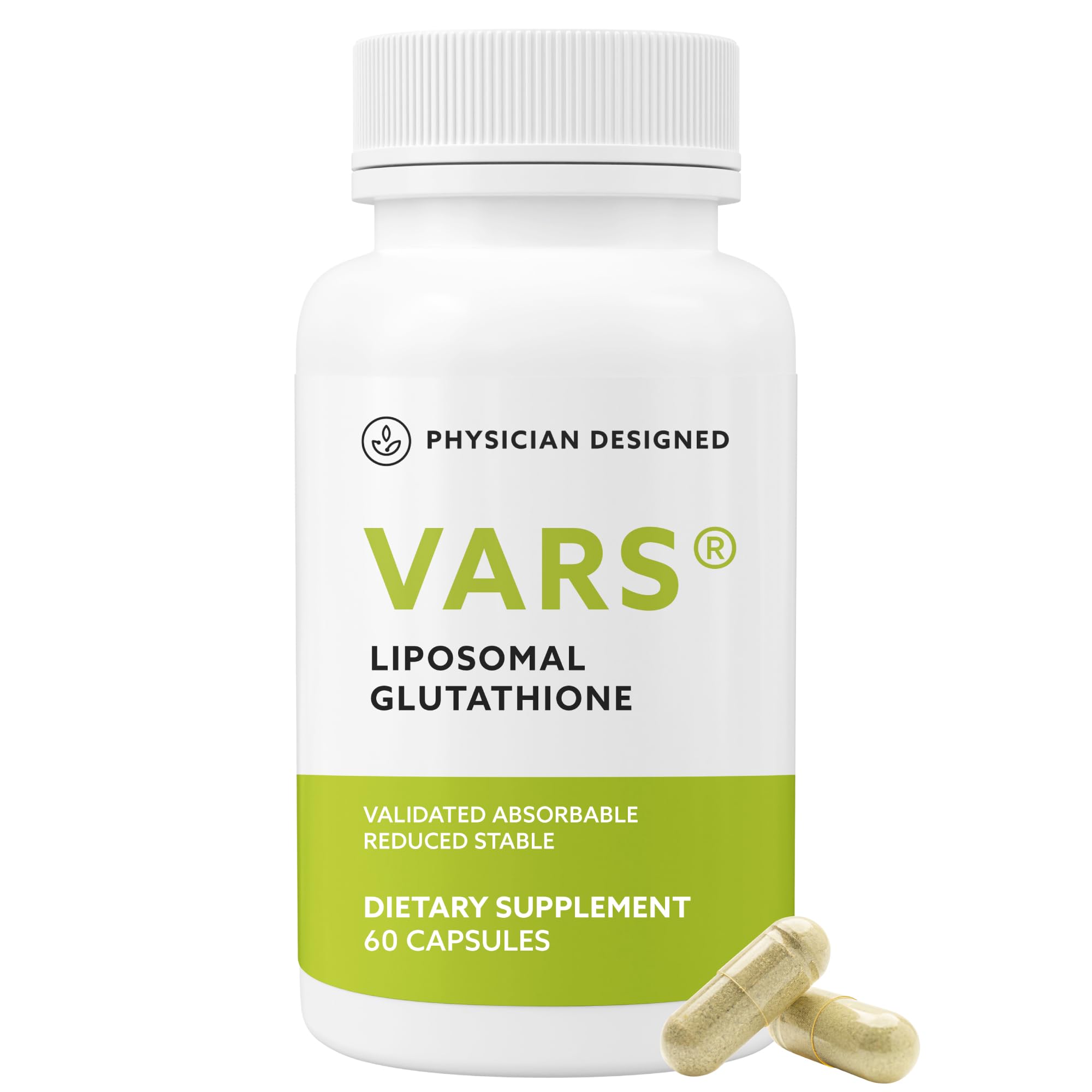 PD VARS liposomal glutathione bottle offering antioxidant support in a sleek package.