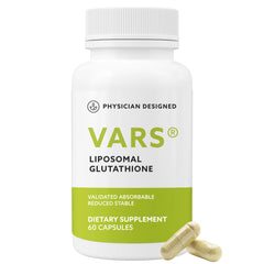PD VARS liposomal glutathione bottle offering antioxidant support in a sleek package.