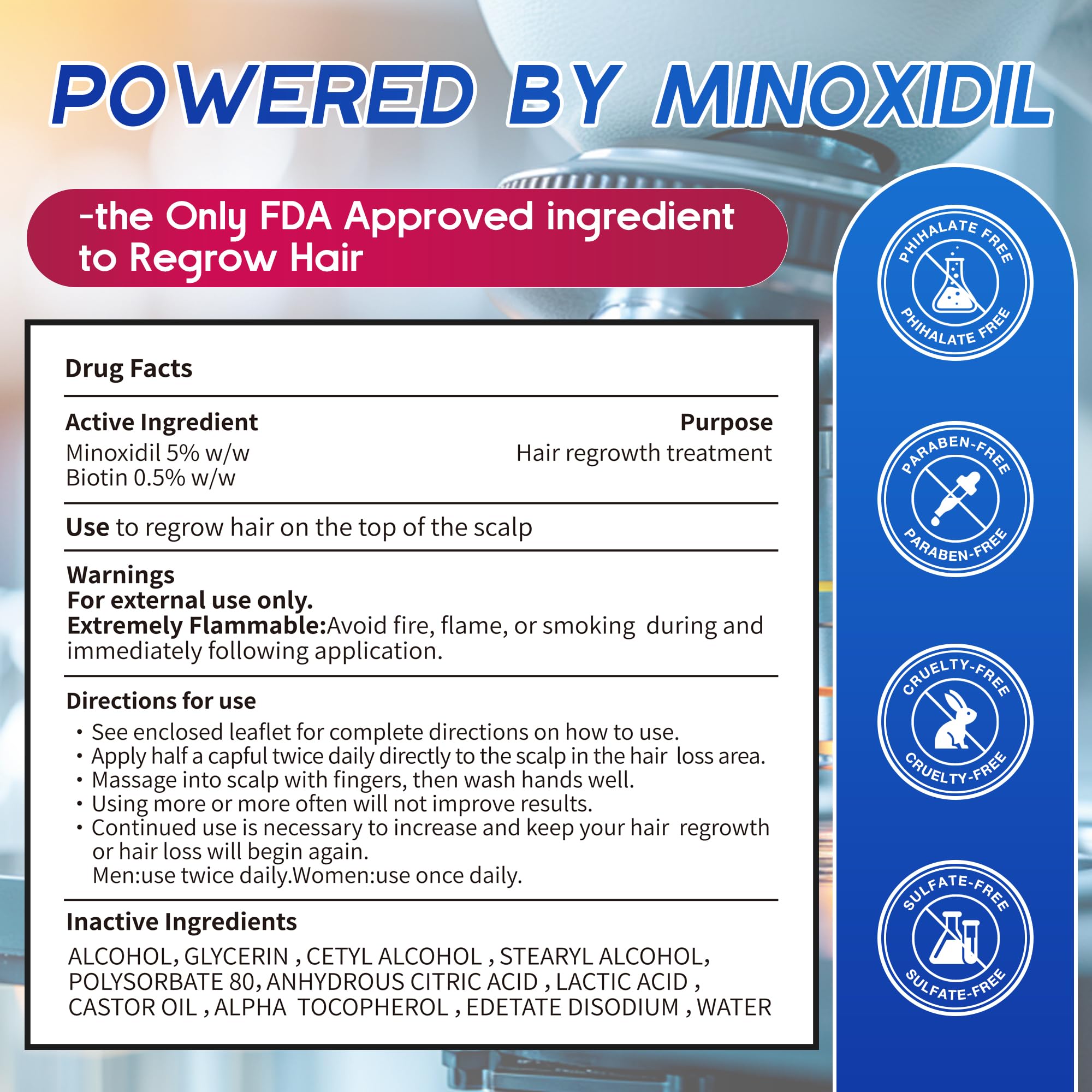 Pdam Minoxidil foam texture closeup showing light non greasy foam