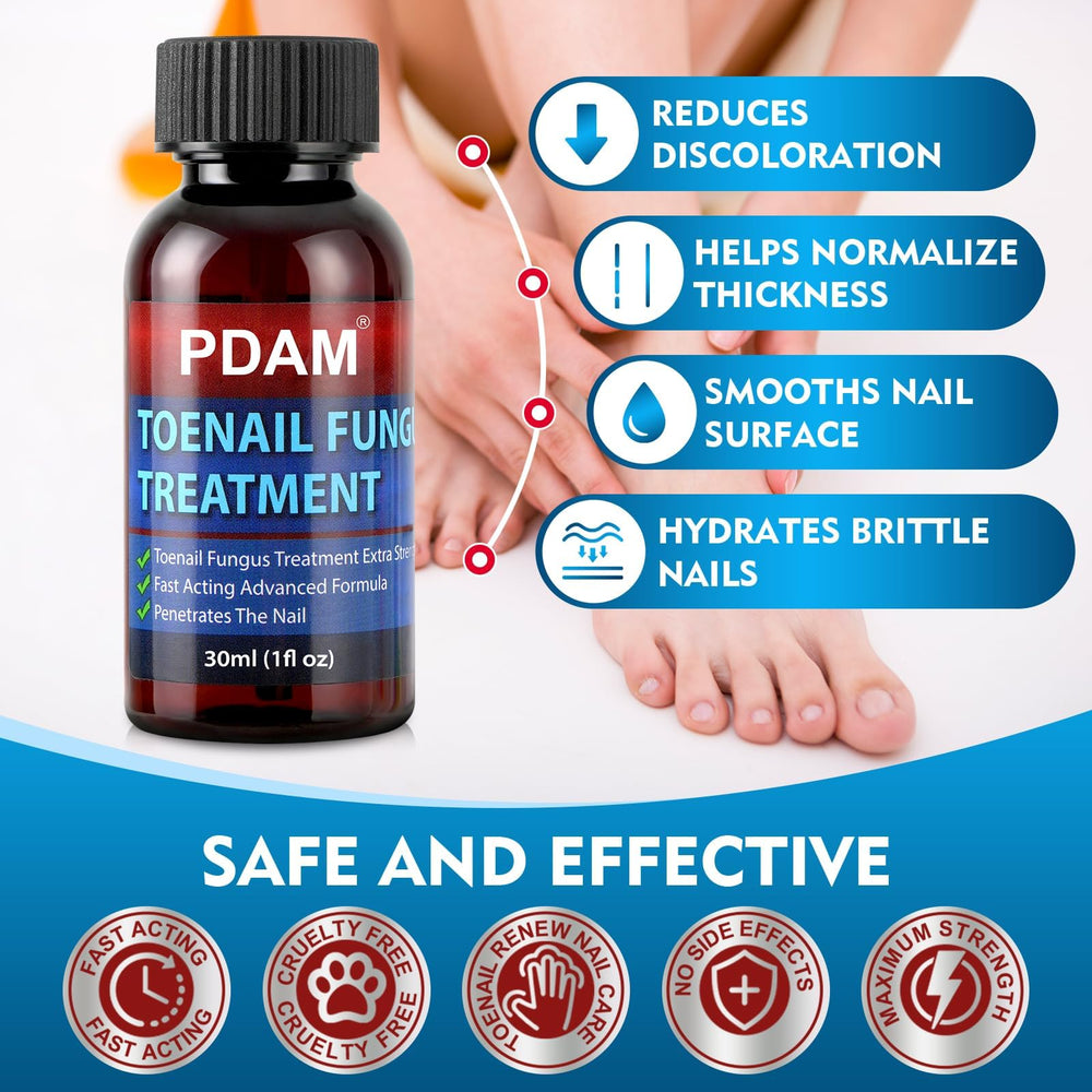 PDAM Toenail Fungus care before-and-after visual shows potential improvement.
