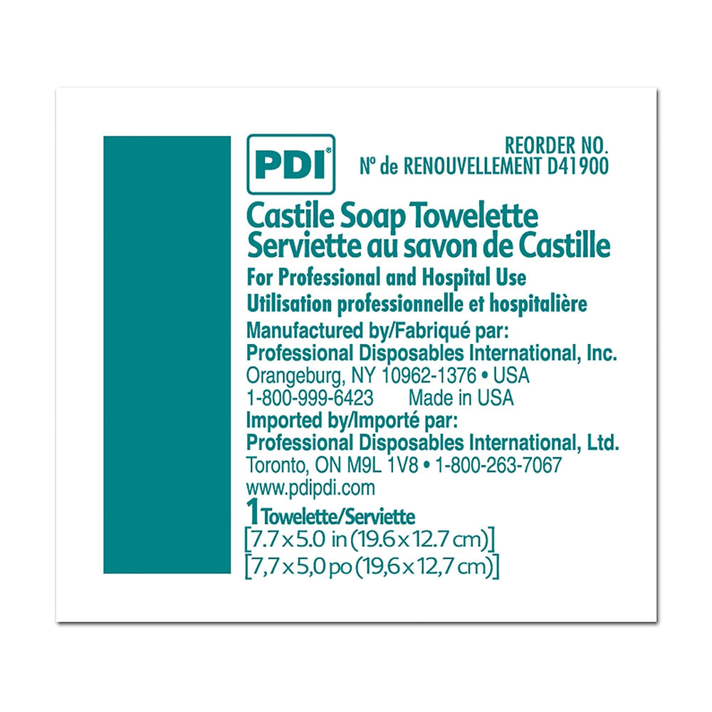 Hand and facial cleansing on the go with PDI Castile Soap Towelettes